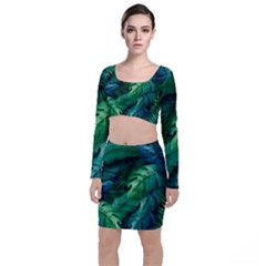 Tropical Green Leaves Background Top And Skirt Sets by Amaryn4rt