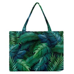 Tropical Green Leaves Background Zipper Medium Tote Bag by Amaryn4rt