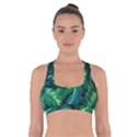 Tropical Green Leaves Background Cross Back Sports Bra View1