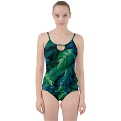 Tropical Green Leaves Background Cut Out Top Tankini Set by Amaryn4rt