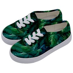 Tropical Green Leaves Background Kids  Classic Low Top Sneakers by Amaryn4rt