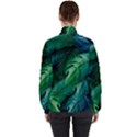 Tropical Green Leaves Background Women s High Neck Windbreaker View2