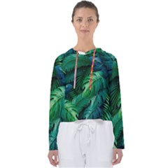 Tropical Green Leaves Background Women s Slouchy Sweat by Amaryn4rt