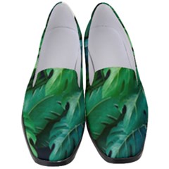 Tropical Green Leaves Background Women s Classic Loafer Heels by Amaryn4rt