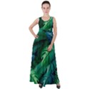 Tropical Green Leaves Background Empire Waist Velour Maxi Dress View1