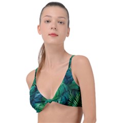 Tropical Green Leaves Background Knot Up Bikini Top by Amaryn4rt