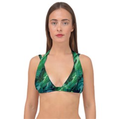 Tropical Green Leaves Background Double Strap Halter Bikini Top by Amaryn4rt