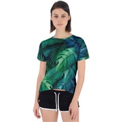 Tropical Green Leaves Background Open Back Sport Tee by Amaryn4rt