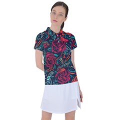 Vintage Flash Tattoos Designs Seamless Pattern Women s Polo Tee