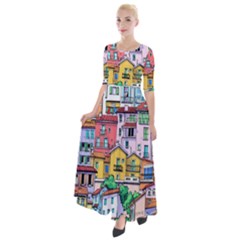 Menton Old Town France Half Sleeves Maxi Dress by Amaryn4rt