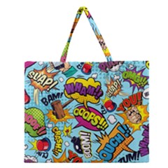 Comic Elements Colorful Seamless Pattern Zipper Large Tote Bag by Amaryn4rt