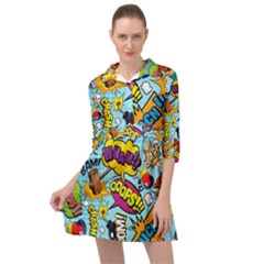 Comic Elements Colorful Seamless Pattern Mini Skater Shirt Dress by Amaryn4rt