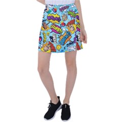 Comic Elements Colorful Seamless Pattern Tennis Skirt by Amaryn4rt