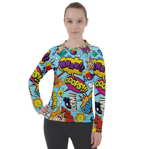 Comic Elements Colorful Seamless Pattern Women s Pique Long Sleeve Tee by Amaryn4rt