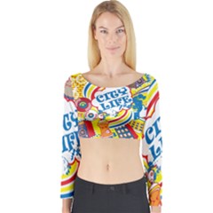 Colorful City Life Horizontal Seamless Pattern Urban City Long Sleeve Crop Top by Amaryn4rt