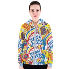 Colorful City Life Horizontal Seamless Pattern Urban City Women s Zipper Hoodie by Amaryn4rt