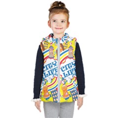 Colorful City Life Horizontal Seamless Pattern Urban City Kids  Hooded Puffer Vest