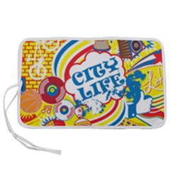 Colorful City Life Horizontal Seamless Pattern Urban City Pen Storage Case (m)