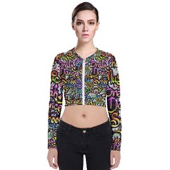 Graffiti Word Seamless Pattern Long Sleeve Zip Up Bomber Jacket by Amaryn4rt