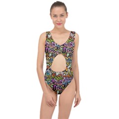 Graffiti Word Seamless Pattern Center Cut Out Swimsuit by Amaryn4rt