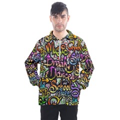 Graffiti Word Seamless Pattern Men s Half Zip Pullover