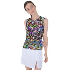 Graffiti Word Seamless Pattern Women s Sleeveless Sports Top by Amaryn4rt