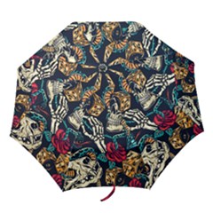 Vintage Art Tattoos Colorful Seamless Pattern Folding Umbrellas by Amaryn4rt