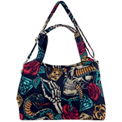 Vintage Art Tattoos Colorful Seamless Pattern Double Compartment Shoulder Bag by Amaryn4rt