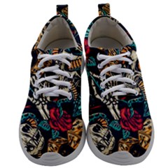 Vintage Art Tattoos Colorful Seamless Pattern Mens Athletic Shoes by Amaryn4rt