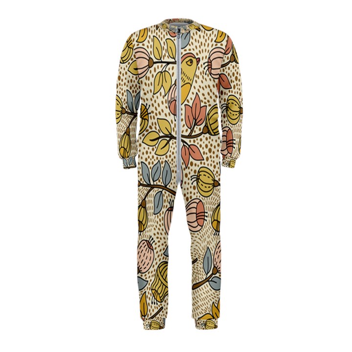 Seamless Pattern With Flower Bird OnePiece Jumpsuit (Kids)