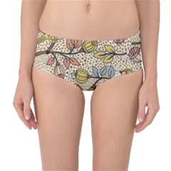 Seamless Pattern With Flower Bird Mid-waist Bikini Bottoms by Amaryn4rt