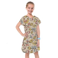 Seamless Pattern With Flower Bird Kids  Drop Waist Dress by Amaryn4rt