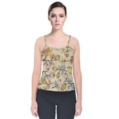 Seamless Pattern With Flower Bird Velvet Spaghetti Strap Top by Amaryn4rt