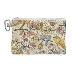 Seamless Pattern With Flower Bird Canvas Cosmetic Bag (large) by Amaryn4rt