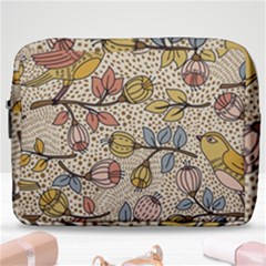 Seamless Pattern With Flower Bird Make Up Pouch (large) by Amaryn4rt