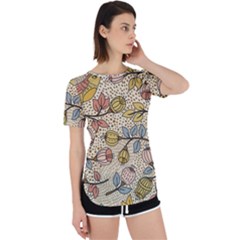 Seamless Pattern With Flower Bird Perpetual Short Sleeve T-shirt