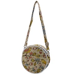 Seamless Pattern With Flower Bird Crossbody Circle Bag