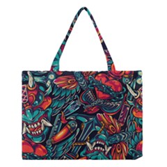 Vintage Tattoos Colorful Seamless Pattern Medium Tote Bag