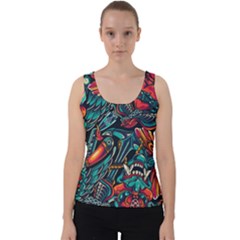 Vintage Tattoos Colorful Seamless Pattern Velvet Tank Top by Amaryn4rt