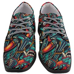 Vintage Tattoos Colorful Seamless Pattern Women Heeled Oxford Shoes by Amaryn4rt