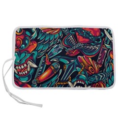 Vintage Tattoos Colorful Seamless Pattern Pen Storage Case (s)