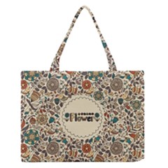 Seamless Pattern With Flower Birds Zipper Medium Tote Bag