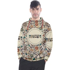 Seamless Pattern With Flower Birds Men s Pullover Hoodie