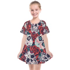 Vintage Day Dead Seamless Pattern Kids  Smock Dress