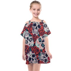 Vintage Day Dead Seamless Pattern Kids  One Piece Chiffon Dress by Amaryn4rt