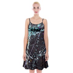 Abstract Colorful Texture Spaghetti Strap Velvet Dress