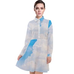 Sky Long Sleeve Chiffon Shirt Dress