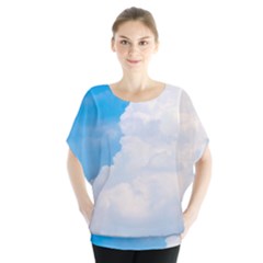 Sky Batwing Chiffon Blouse