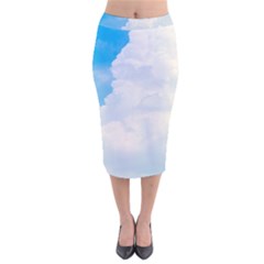 Sky Velvet Midi Pencil Skirt by byali