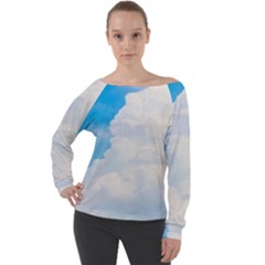 Sky Off Shoulder Long Sleeve Velour Top